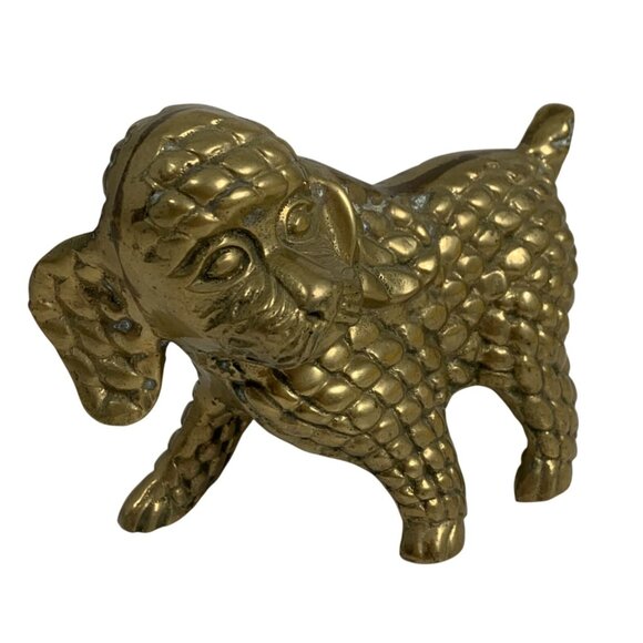 VTG Brass Poodle Figurine Dog Statue Handcrafted Detailed Home Decor Paperweight - Picture 6 of 8